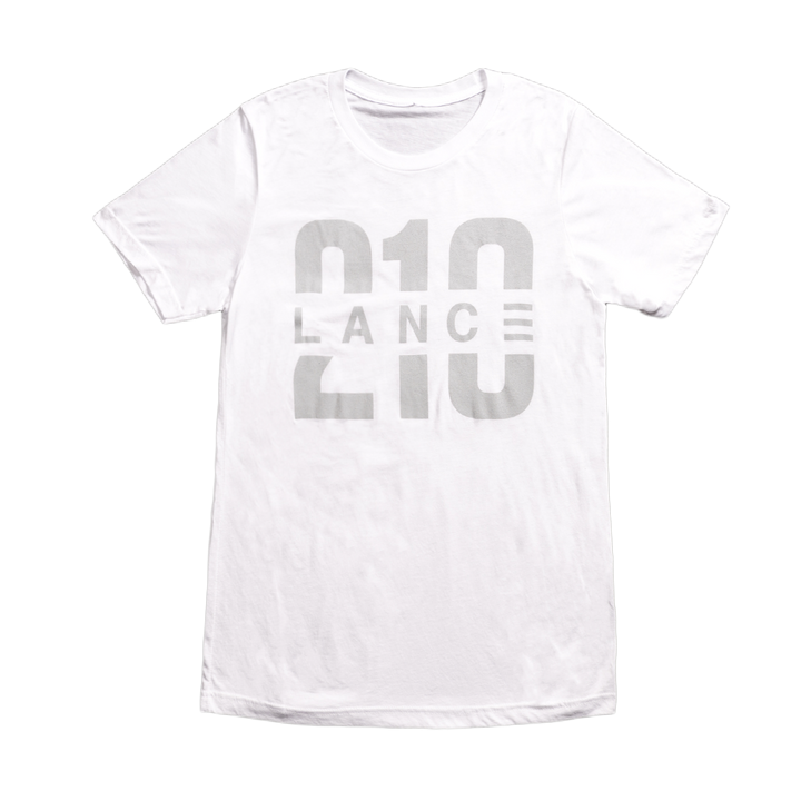 210 T-Shirt (White/Silver)  Lance Stewart Official Lance210 Merch Store - Shop T-shirts, beanies, snapbacks, pop sockets, hoodies and more! As Seen On YouTube, Vine, Instagram, Facebook and Twitter